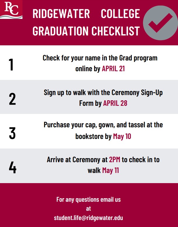 Ridgewater Graduation Checklist Digital Flyer